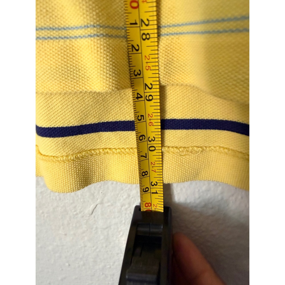 Polo Ralph Lauren Mens XL Yellow Striped Short Sleeve Cotton Pique Polo Shirt - Picture 6 of 7